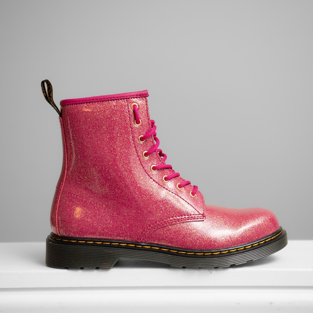 Dr. Martens Pink Glitter Side Zip Girly Combat Boots Womens Sz 7 BarbieCore Glam